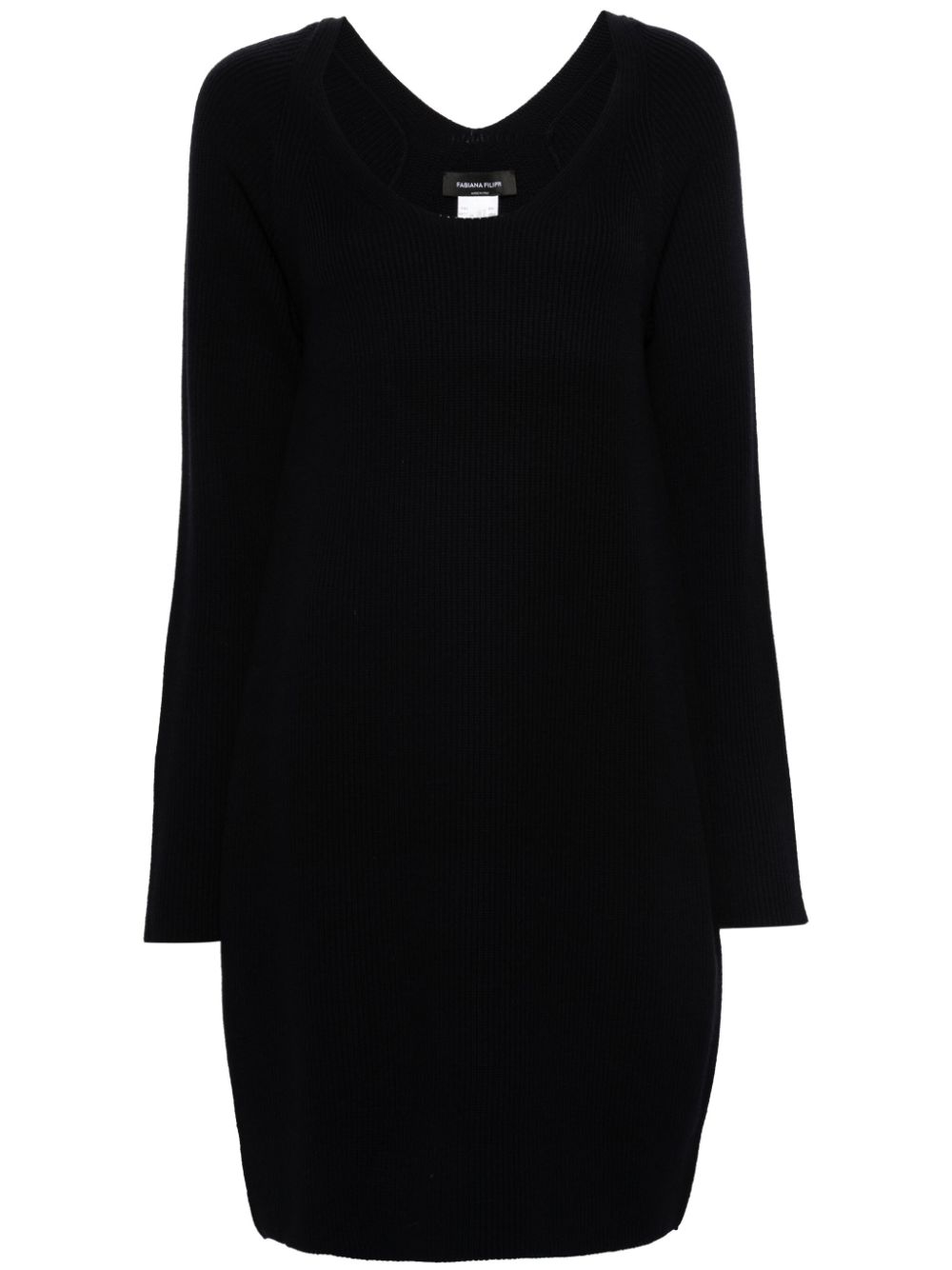 Long-sleeve knitted dress - Blue