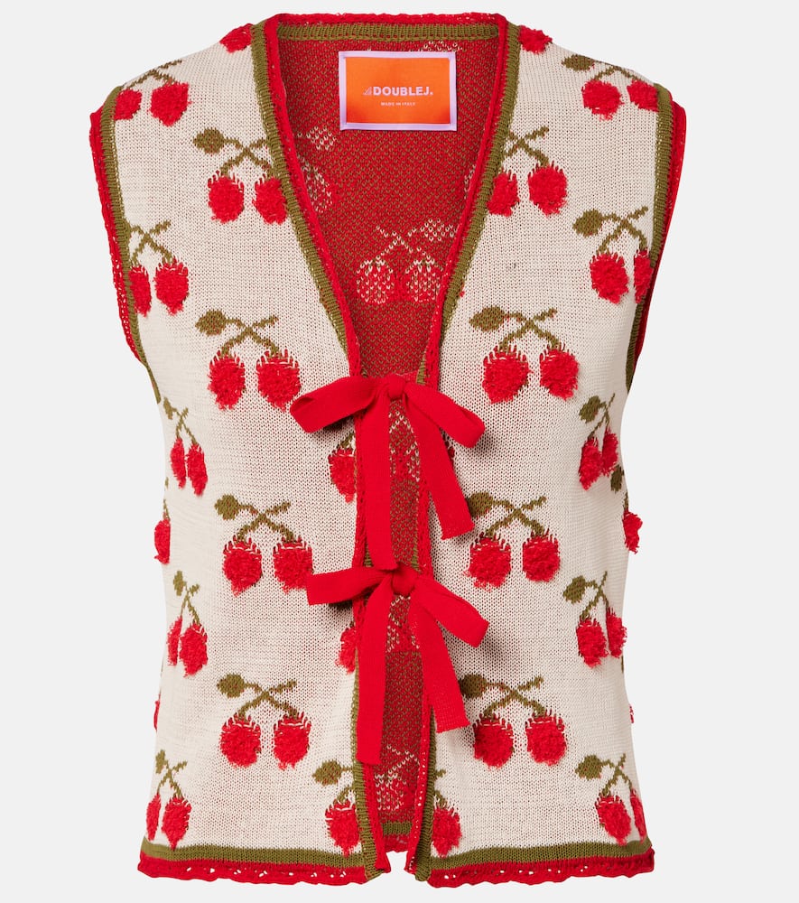 Cherry cotton-blend intarsia vest