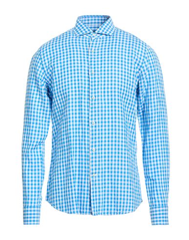 Man Shirt Azure Size 16 ½ Cotton, Linen