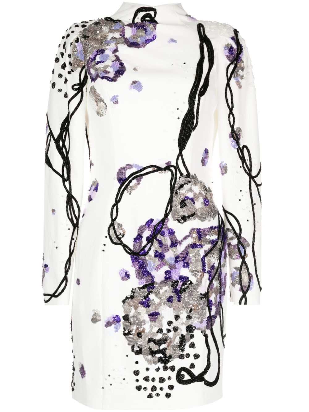 Beaded crepe minidress - White