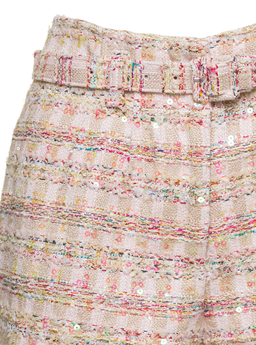 Sequin-embellished bouclé shorts - Pink