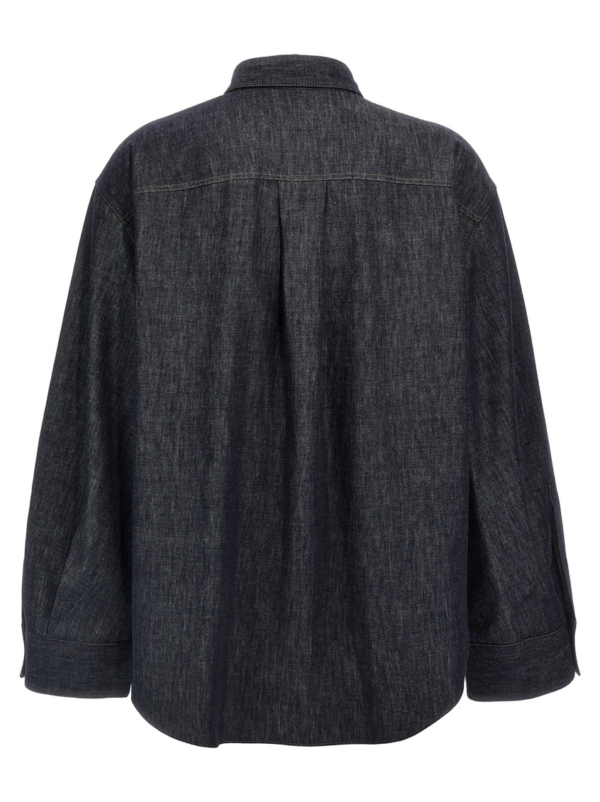 Point-collar denim shirt - Blue
