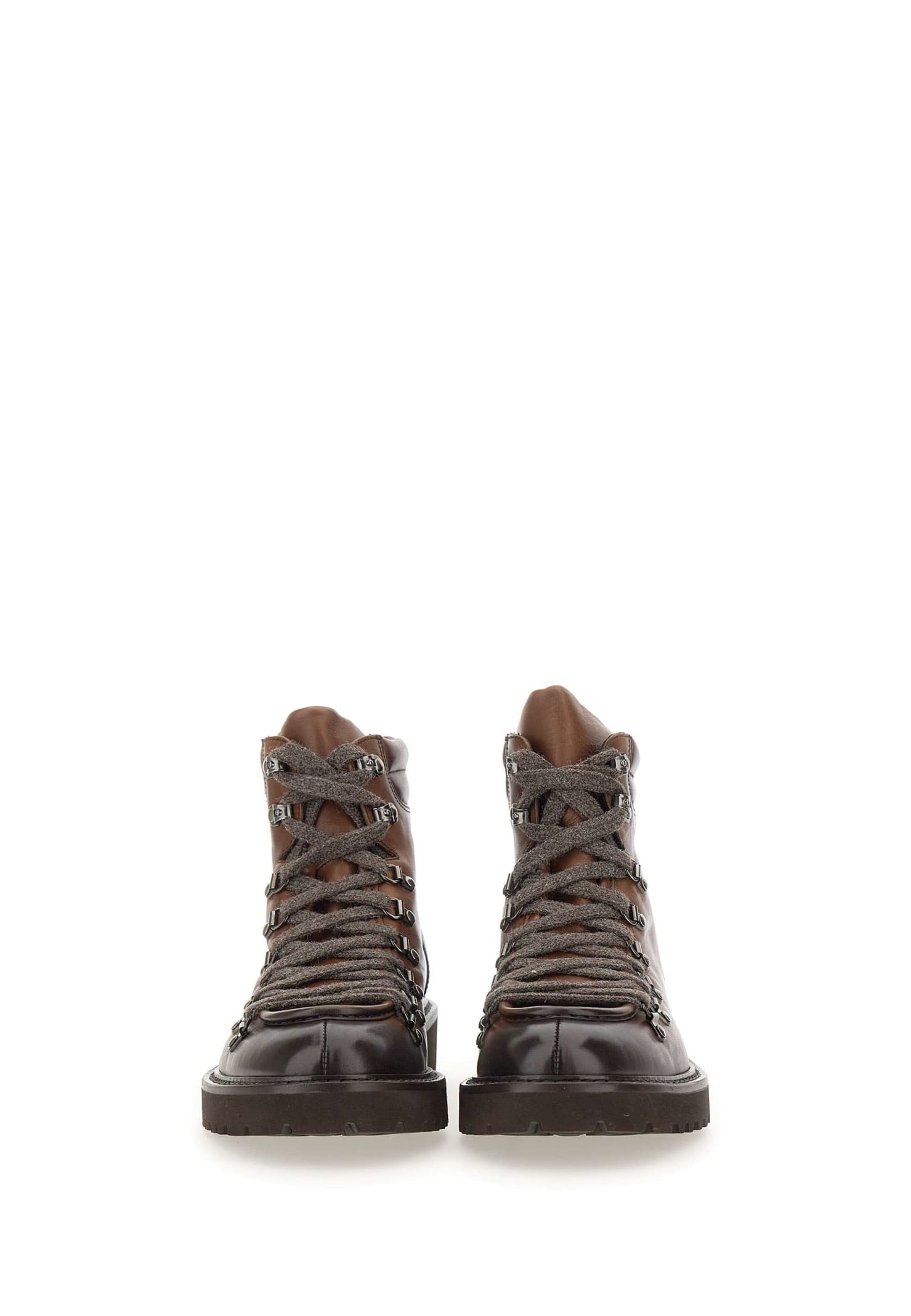 Ankle lace-up fastening boots - Brown