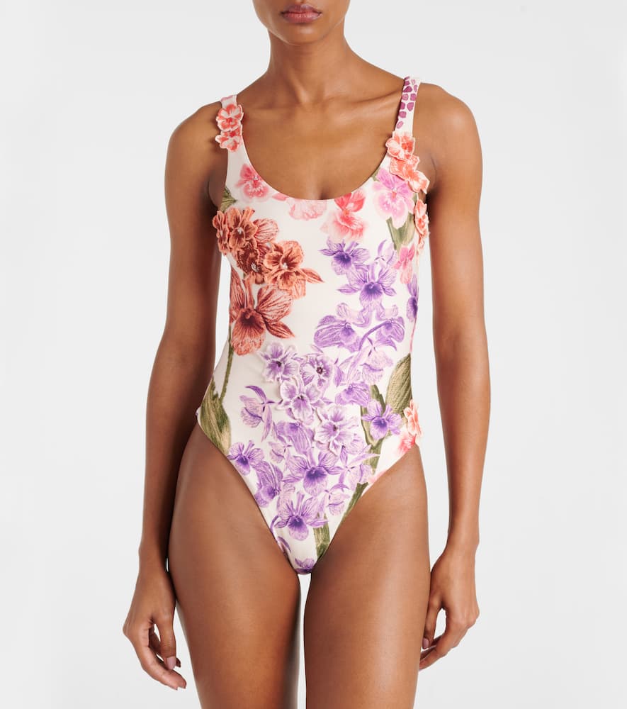 Floral-appliqué swimsuit