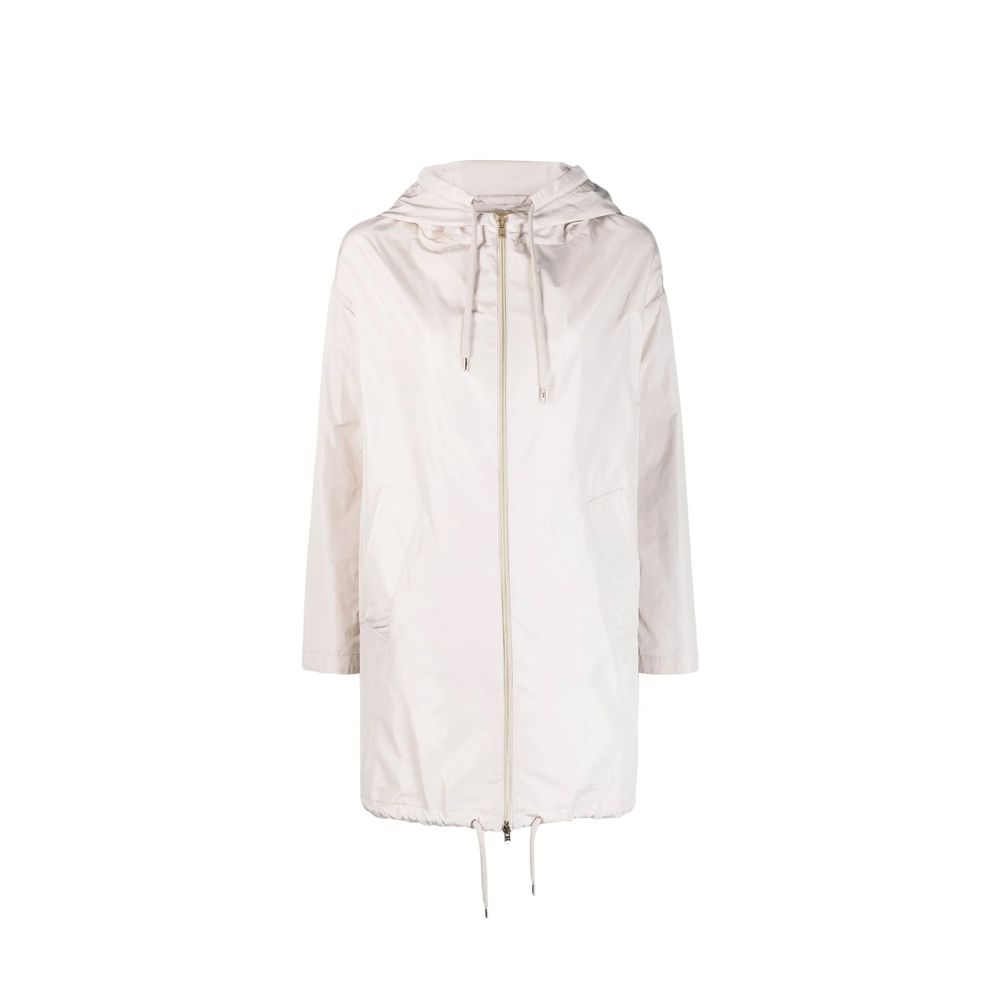Hooded Drawstring Raincoat — White