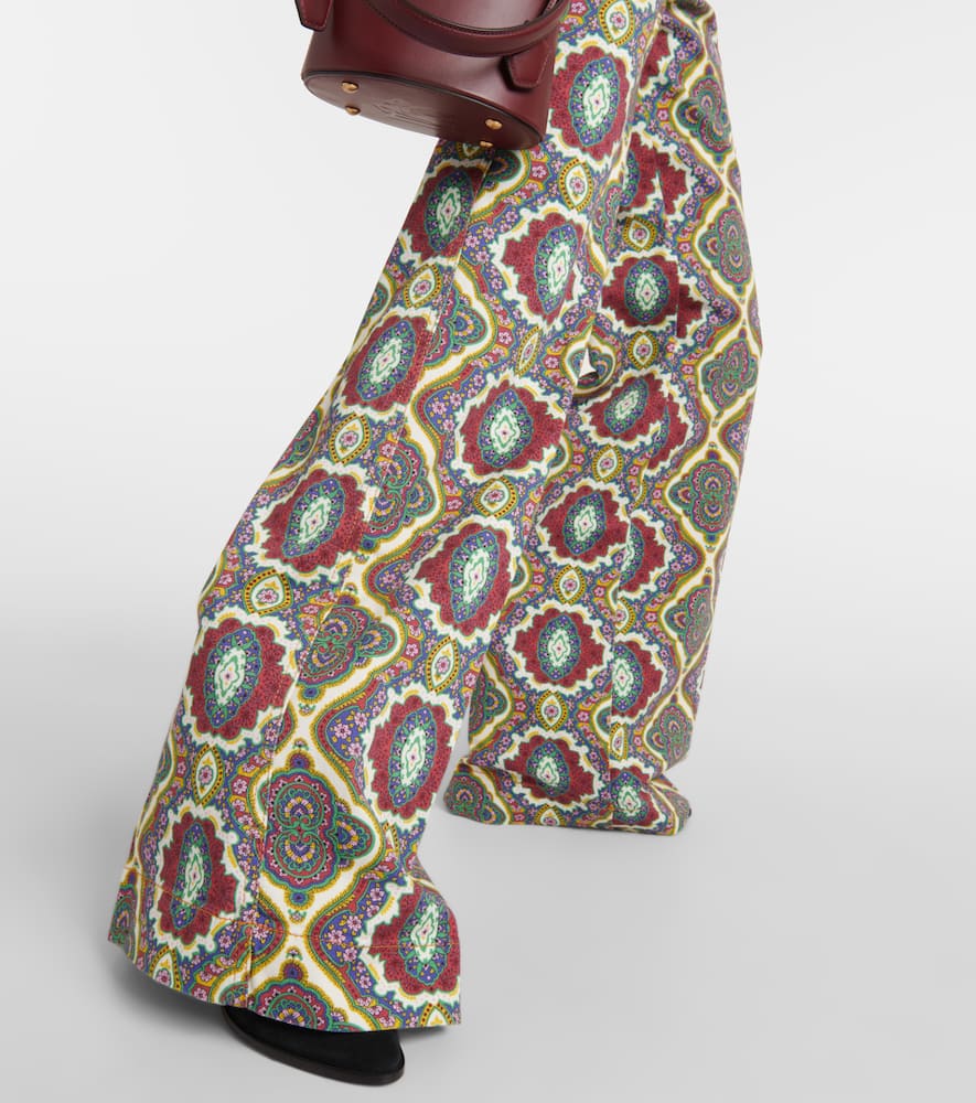 Printed high-rise wide-leg jeans