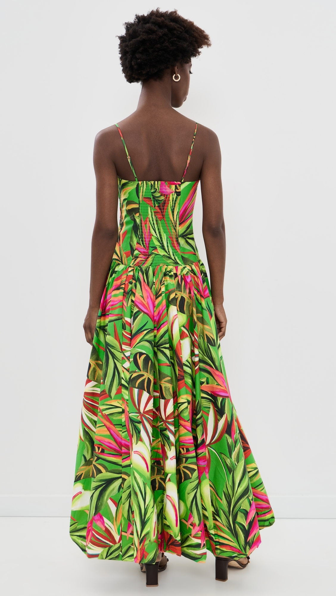 Tropical Dream Green Maxi Dress Orange