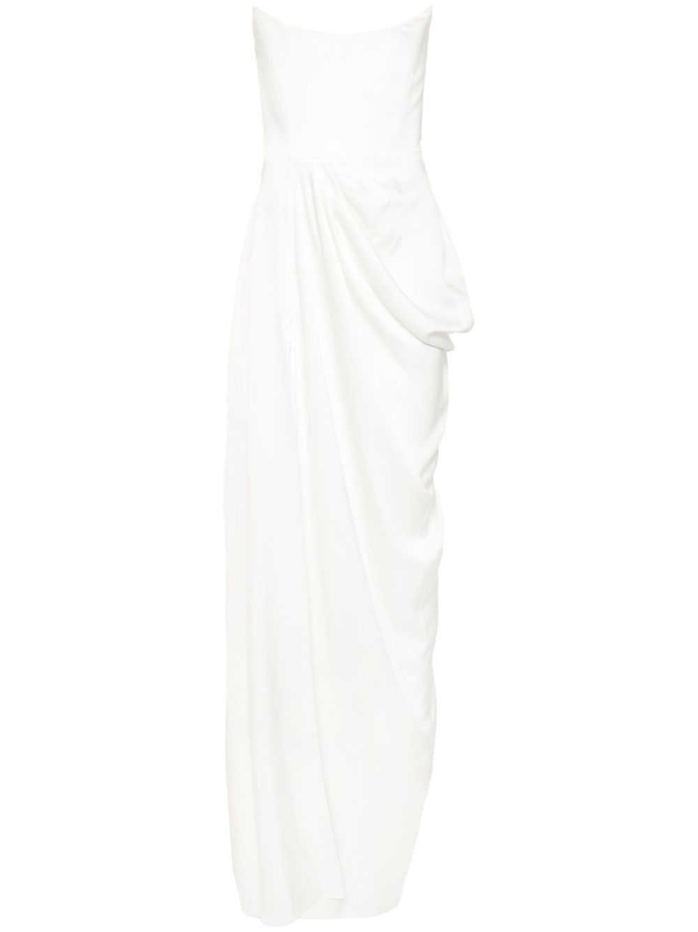 Draped-detail crepe gown - Blue