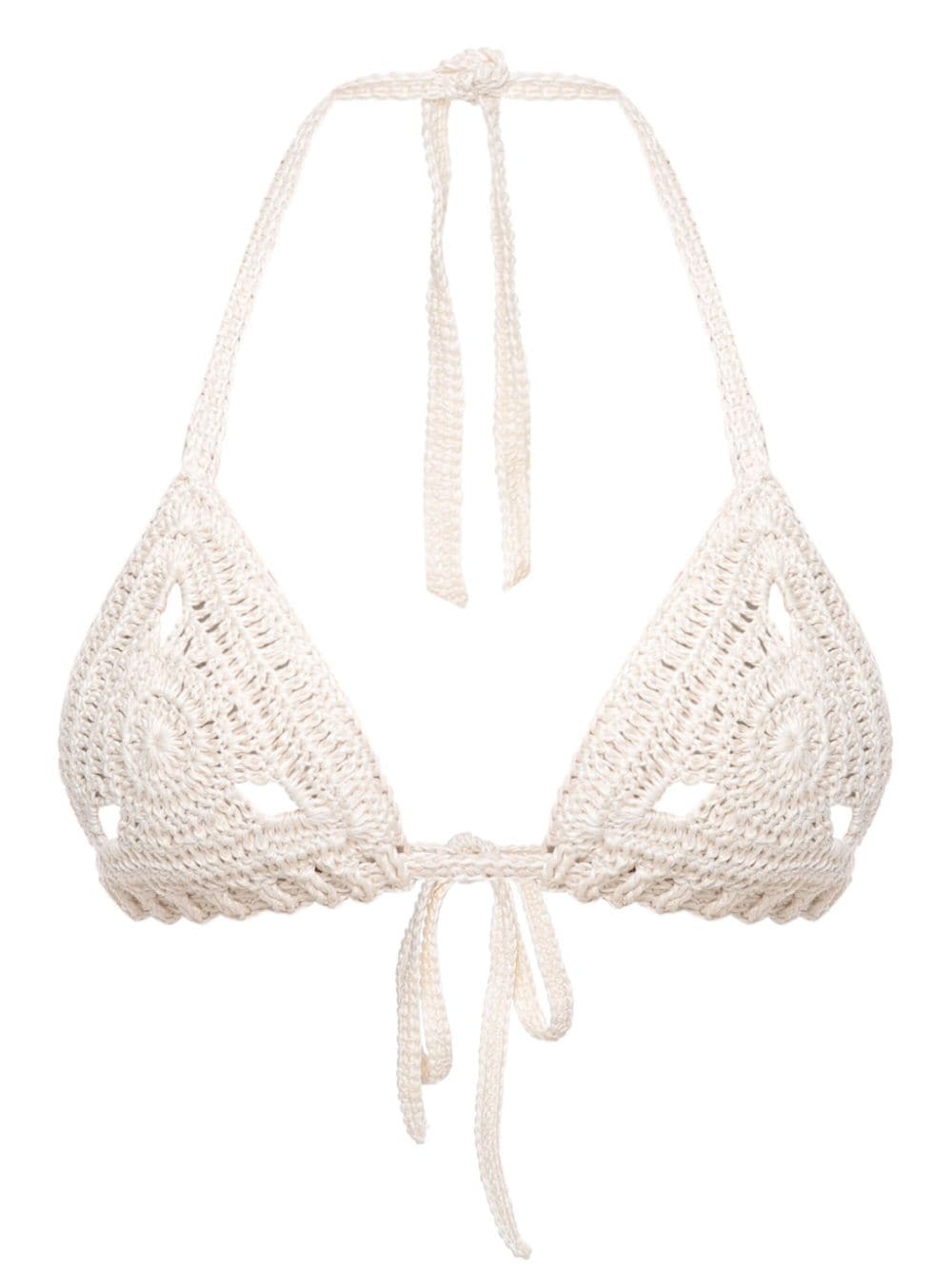 Knitted bikini top - White