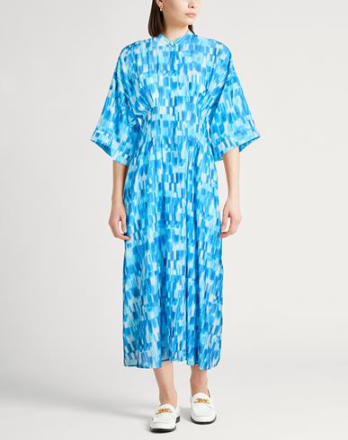 Woman Midi dress Azure Size 6 Cotton, Silk