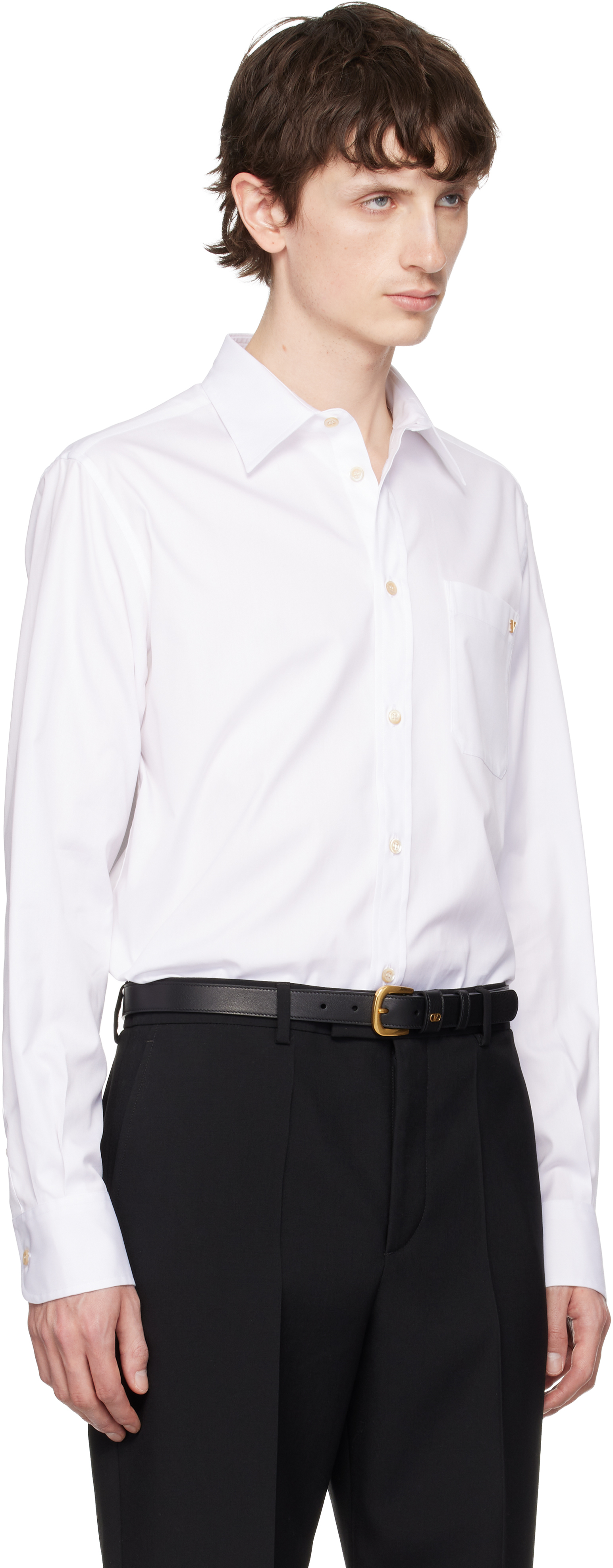 White Oxford Cotton VGold Shirt