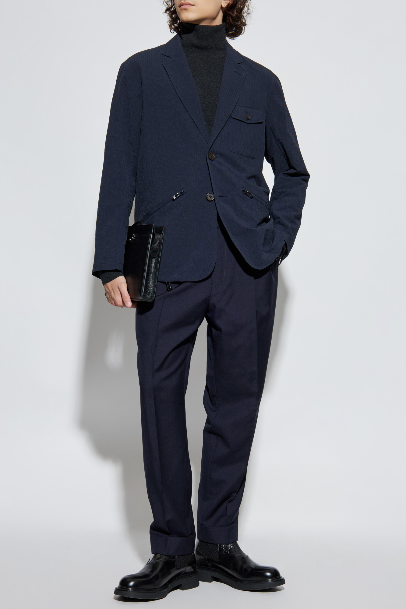 Blazer With Open Lapels, Men's, Navy Blue