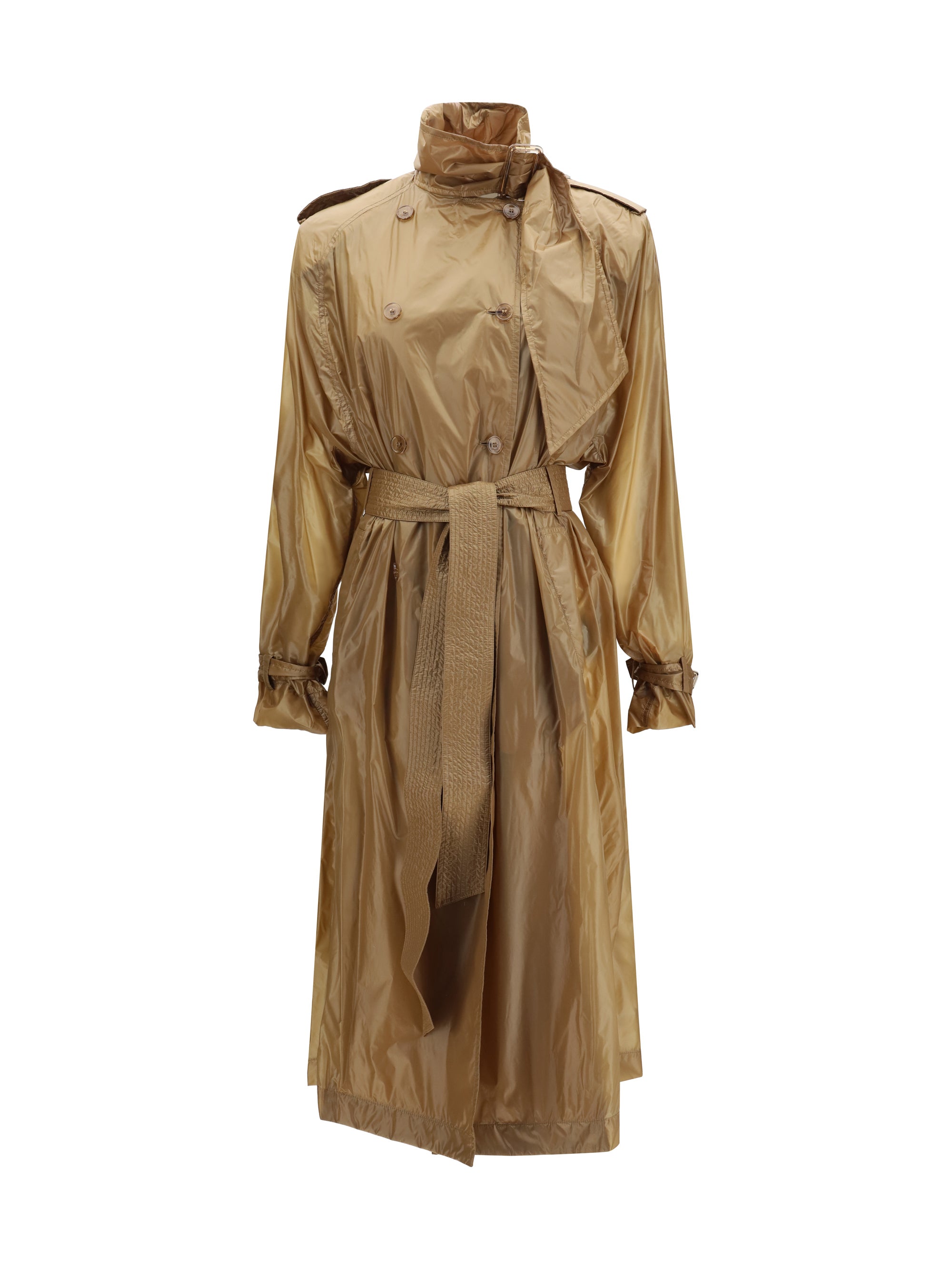 Translucent Technical Fabric Trench Coat — Beige