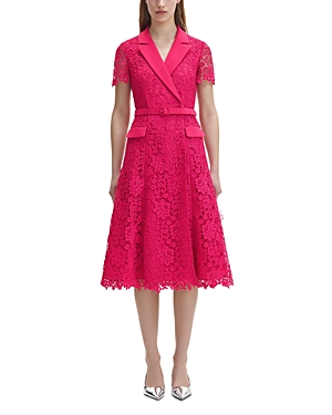 Lace belted midi dress - Pink