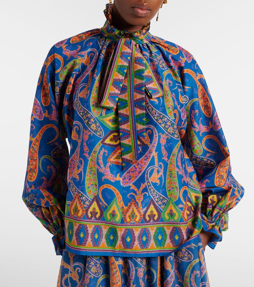 Printed cotton and silk twill blouse