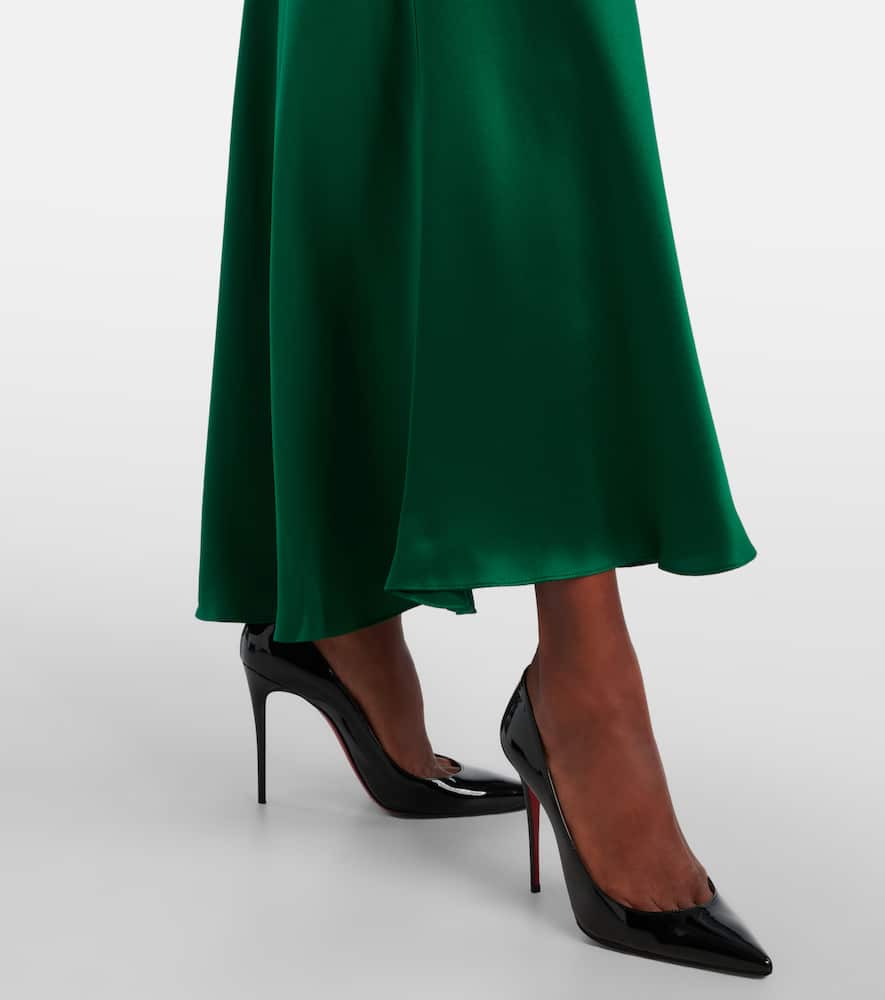 Lace-trimmed silk cocktail dress
