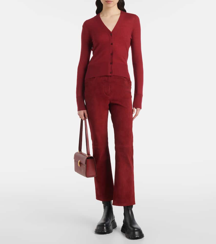 High-rise suede slim pants