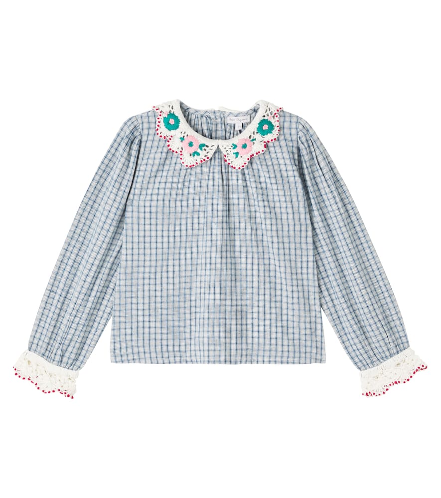 Rhea checked cotton and linen blouse