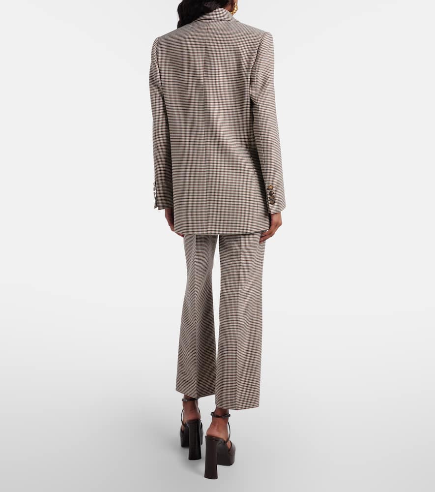 Checked wool-blend cropped flared pants
