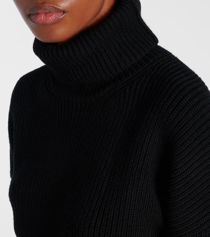 Ribbed-knit wool turtleneck sweater