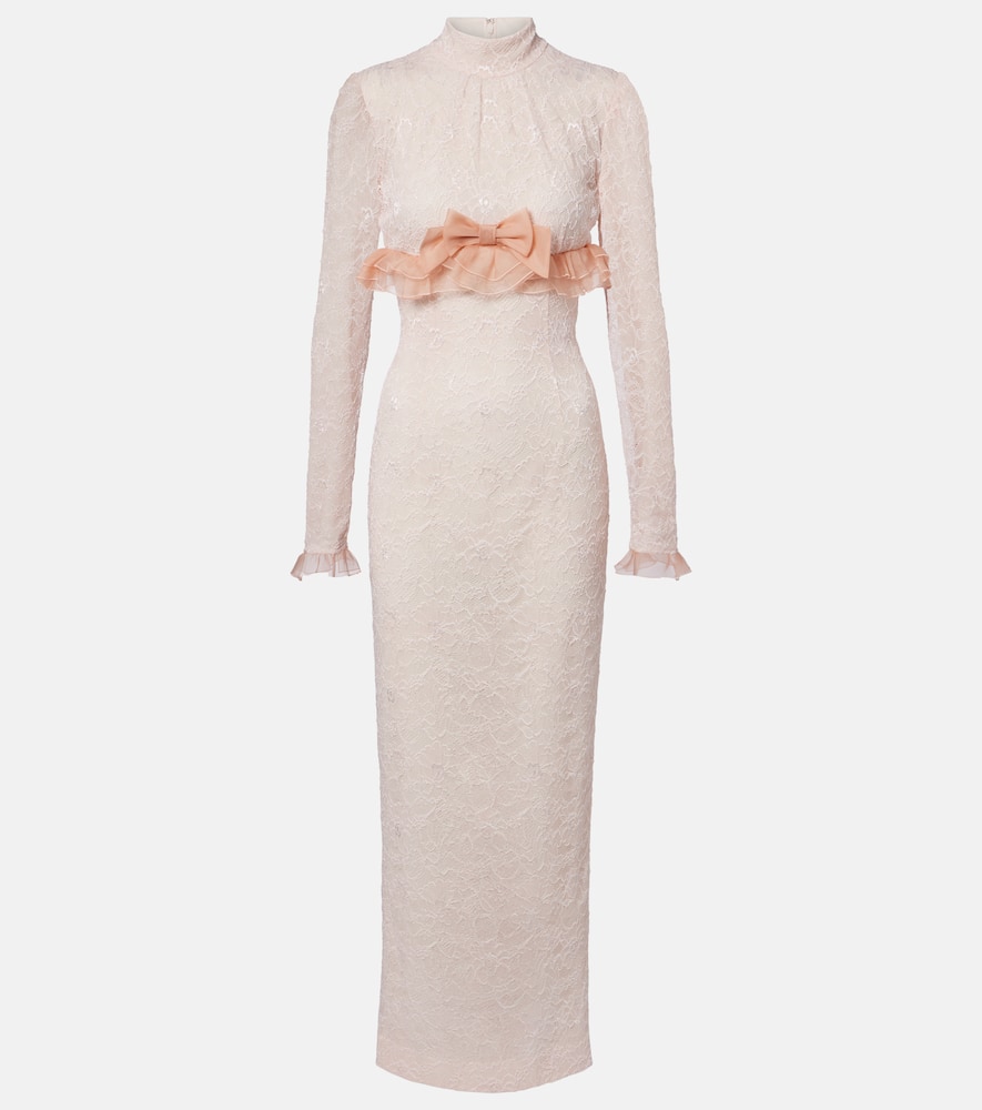 Bow-detail lace gown