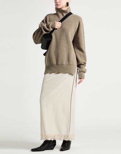 Woman Turtleneck Khaki Size L Virgin Wool