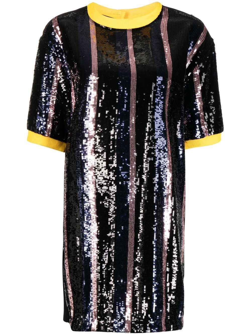 Sequin-design long T-shirt - Blue