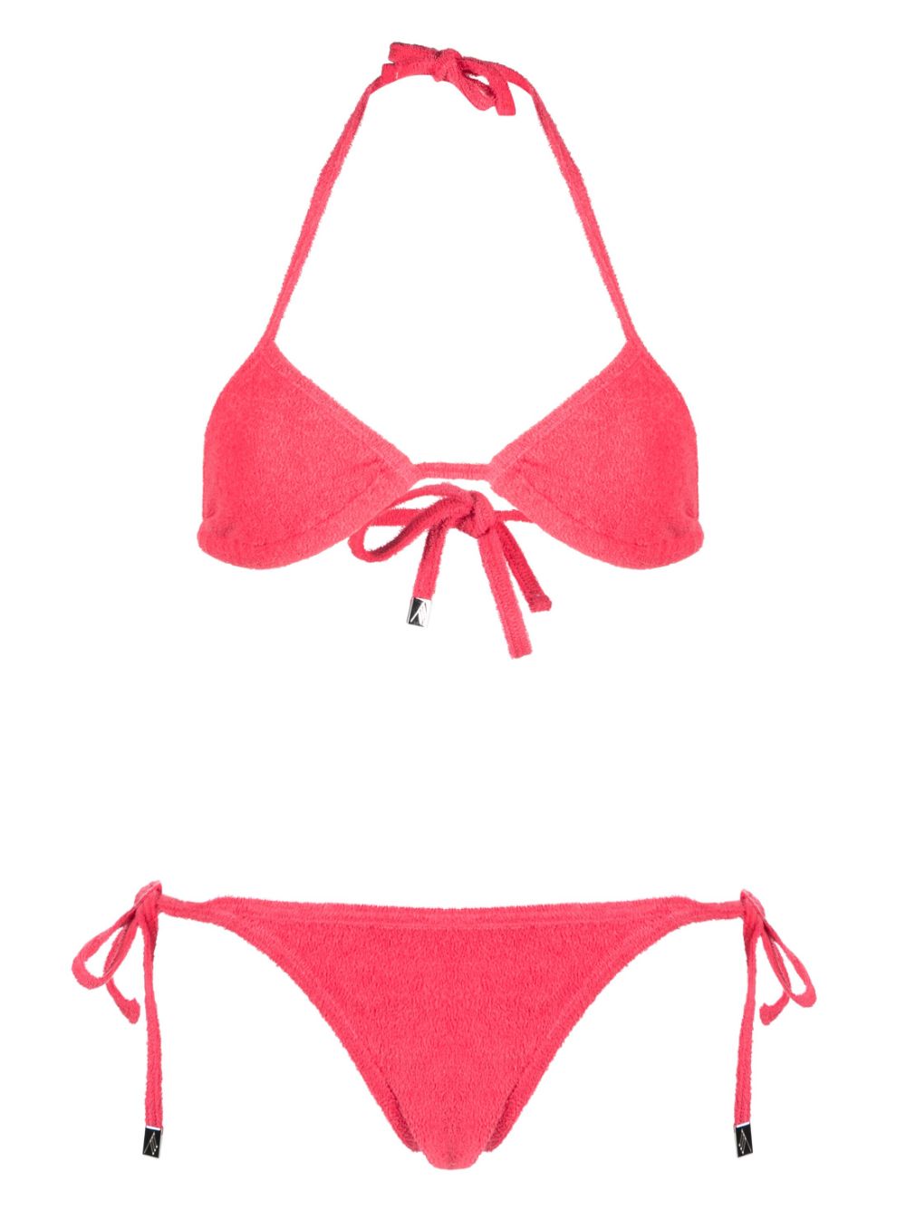 Terry-cloth triangle bikini set - Red