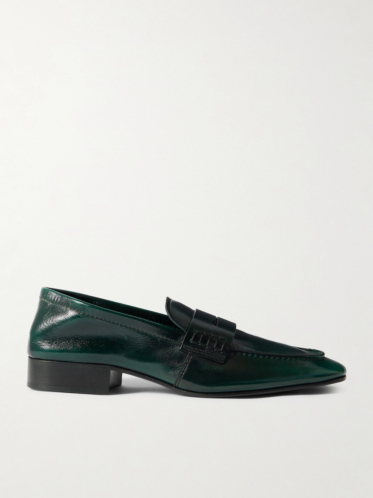 Glossed-leather Penny Loafers - Green