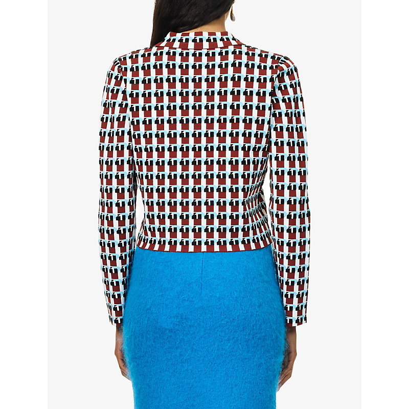 Womens Sauve Geometric-Pattern Jersey Jacket