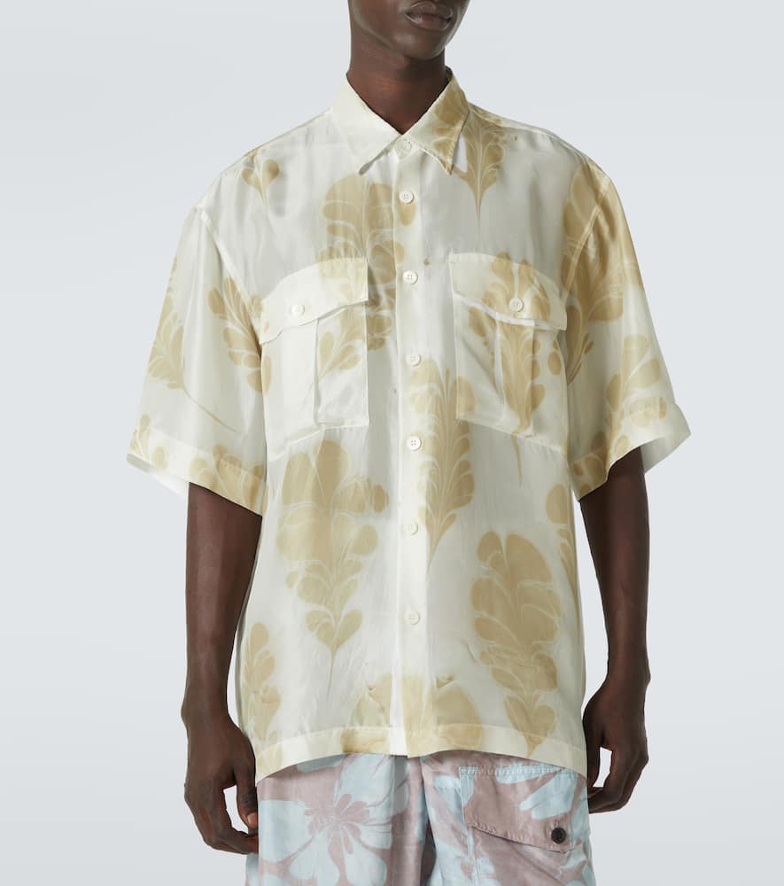 Printed silk bowling shirt