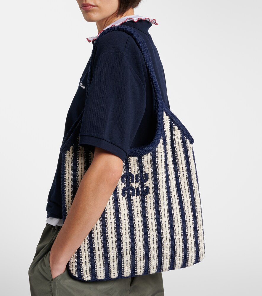 Ivy Medium striped crochet shopper