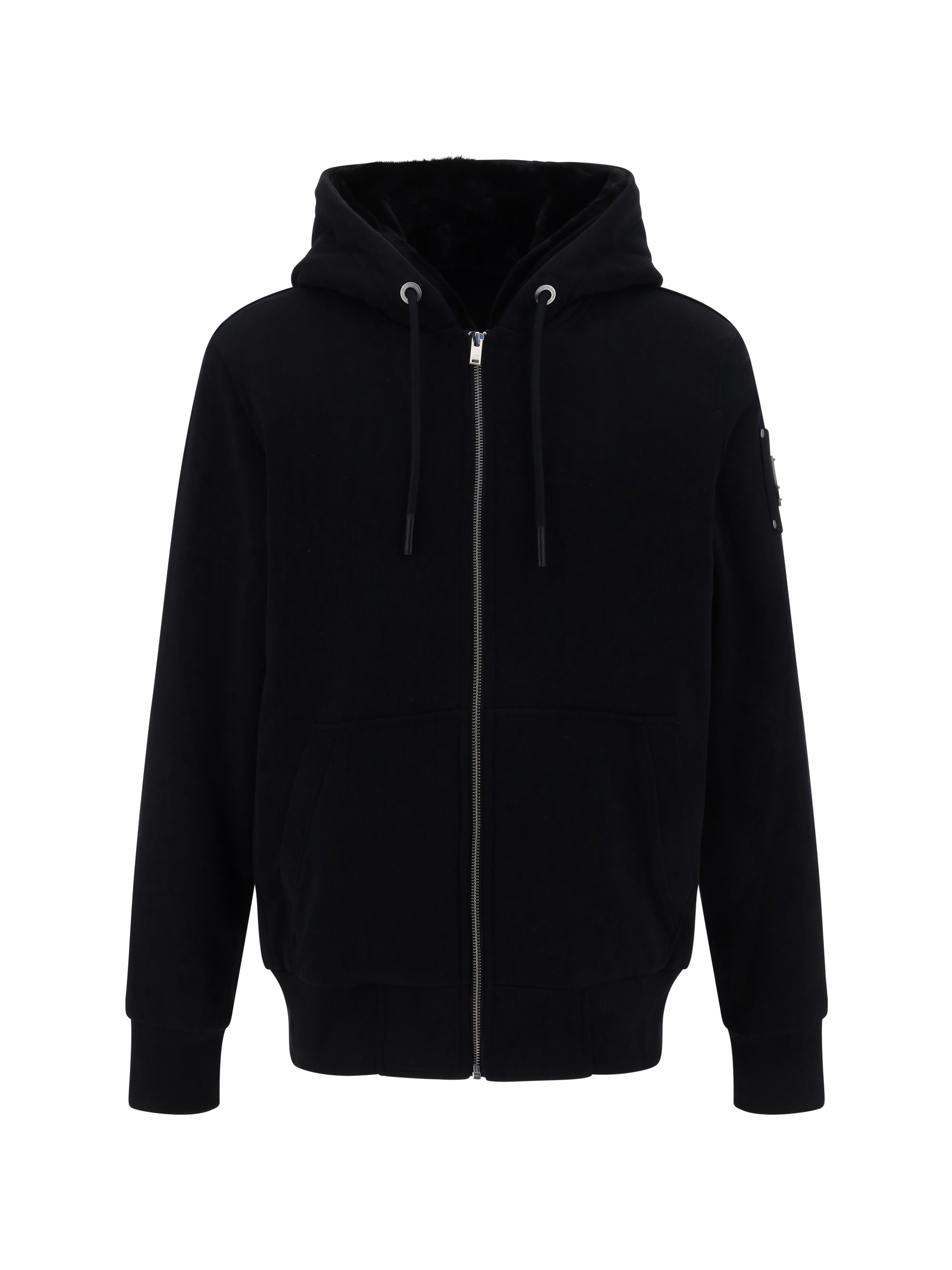 Cotton-Blend Hooded Hoodie — Black