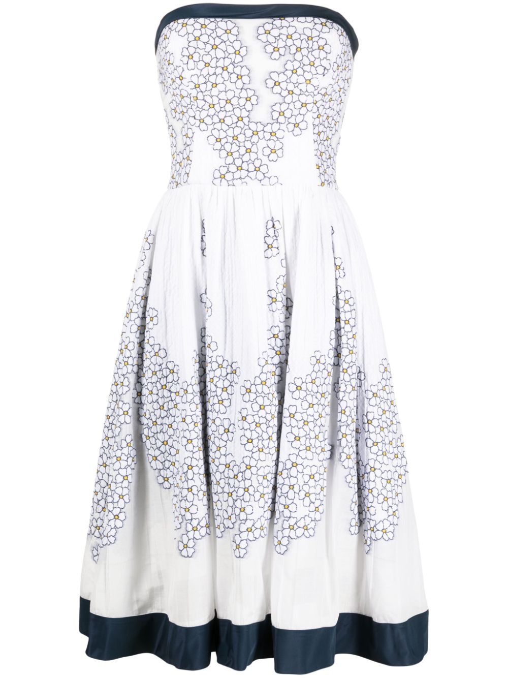 Off-shoulder floral-print dress - White