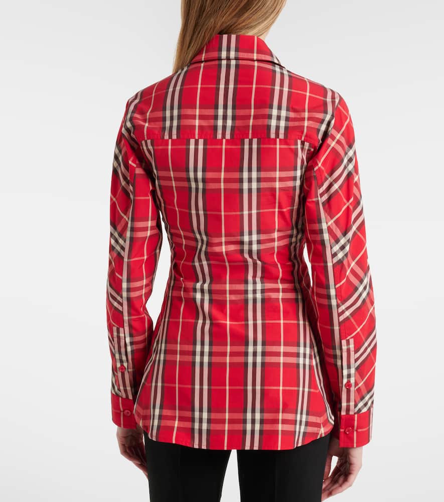 Check peplum cotton shirt