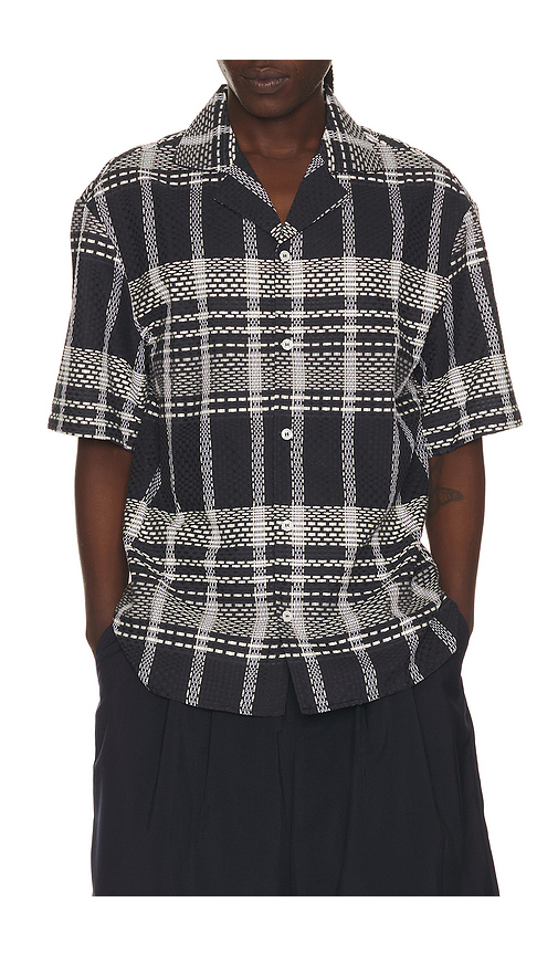 KROST Plaid Dash Bowling Shirt in Navy. L. Also in M, S, XL/1X