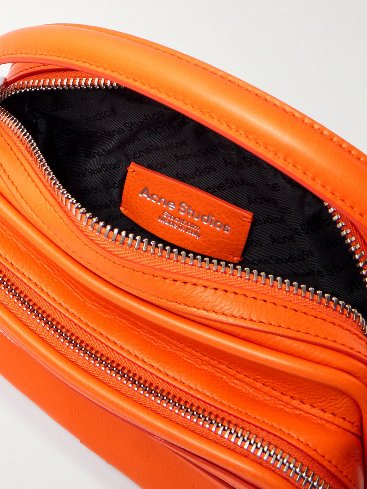 Embellished Textured-leather Shoulder Bag - Orange