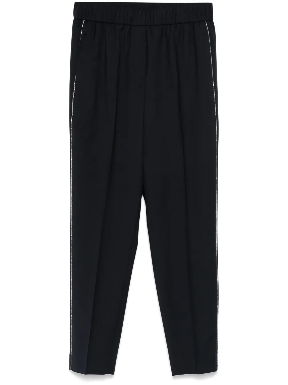 Beaded Trim-Detail Trousers — Navy
