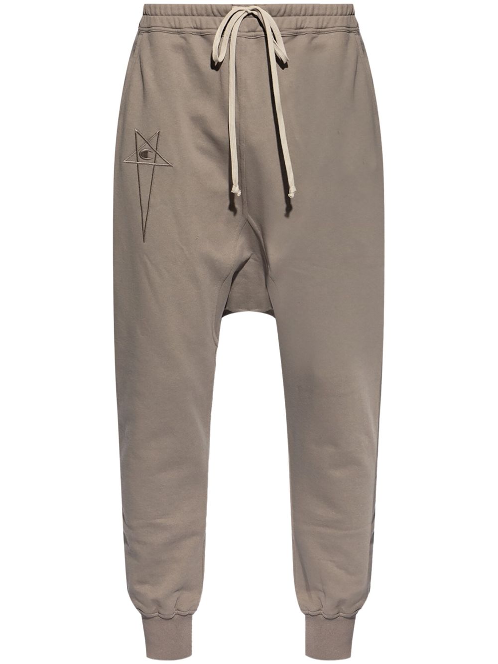 Logo-embroidered cotton track pants - Grey