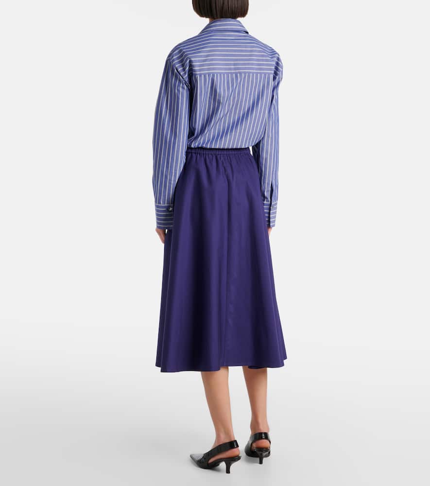 High-rise cotton midi skirt