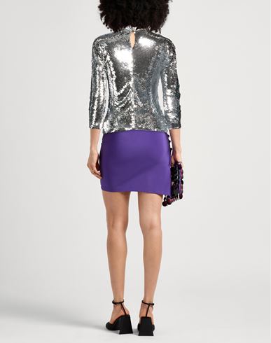 Woman Top Silver Size S Polyester, Elastane