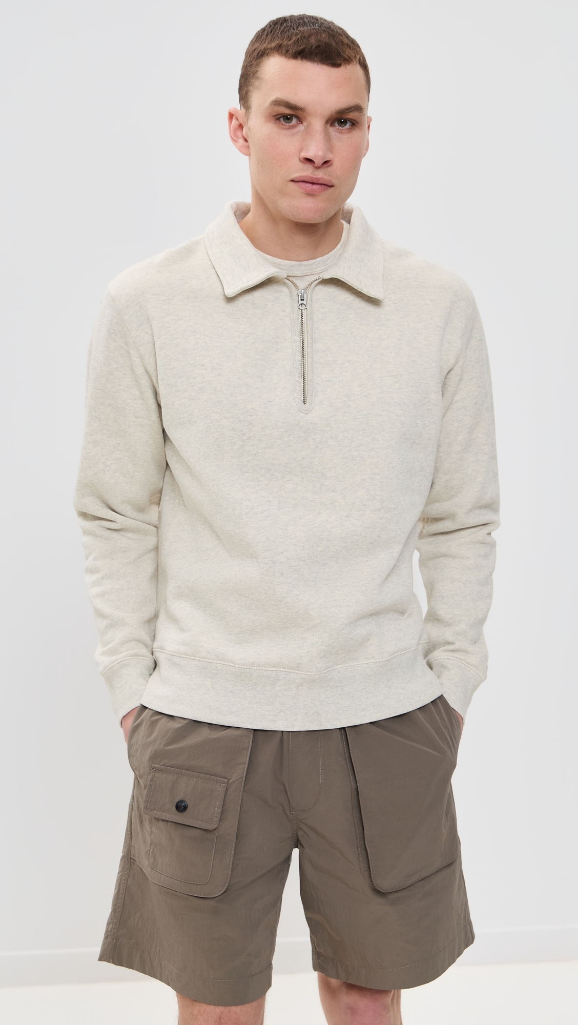 Knickerbocker 50s Quarter Zip Sweatshirt Oat Grey