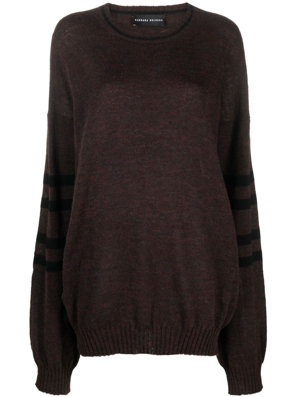 Stripe-detail long-sleeve jumper - Brown