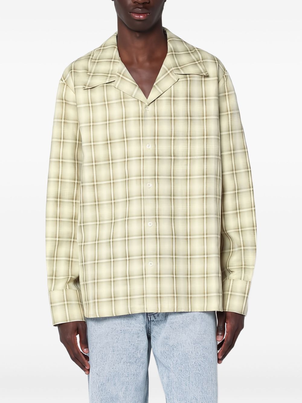 Long-sleeve checked shirt - Neutrals