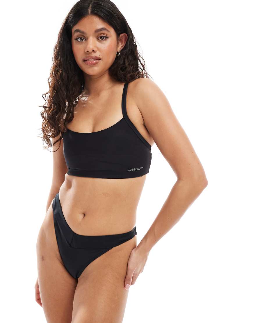 Speedo Swim tops racerback crop swim top in anthracite-Black