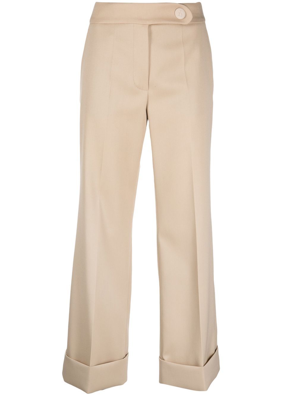 Mid-rise cropped wool trousers - Neutrals