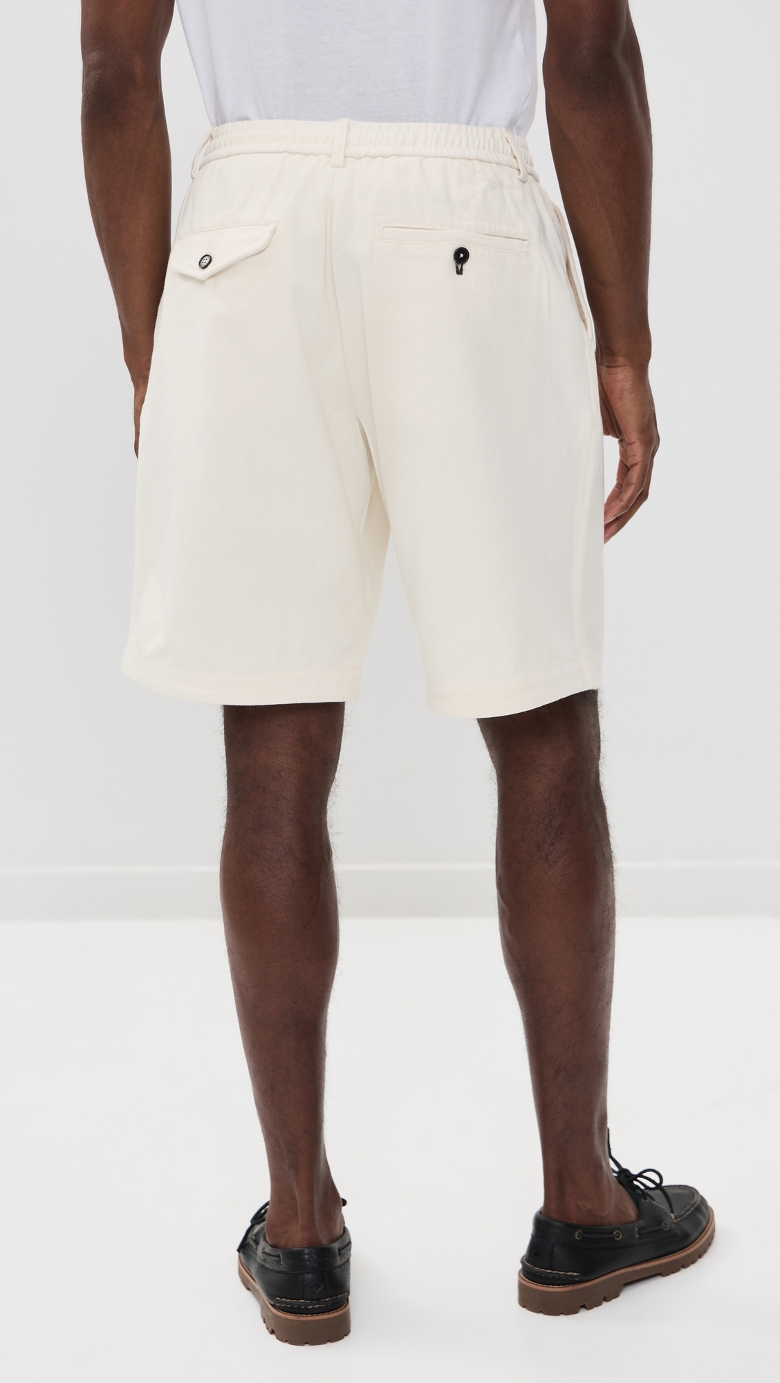 Pleated Track Shorts Ecru