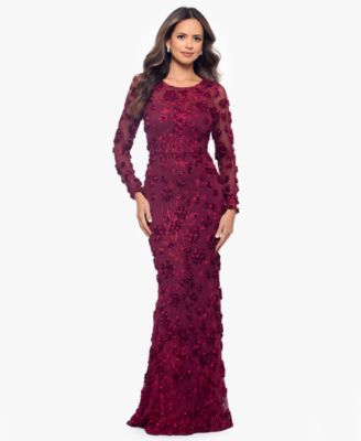 Womens Long Sleeve Rose Flower Dress