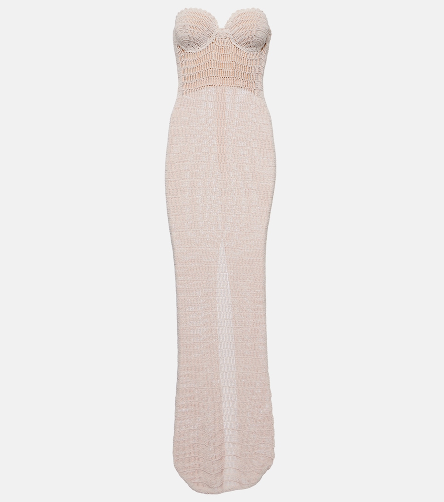 Crochet cotton and linen blend midi dress