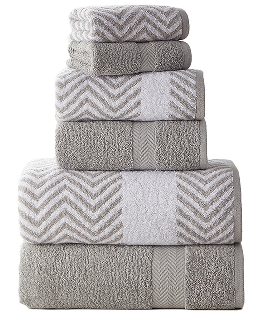 6pc Chevron Jacquard Towel Set with LetsDry